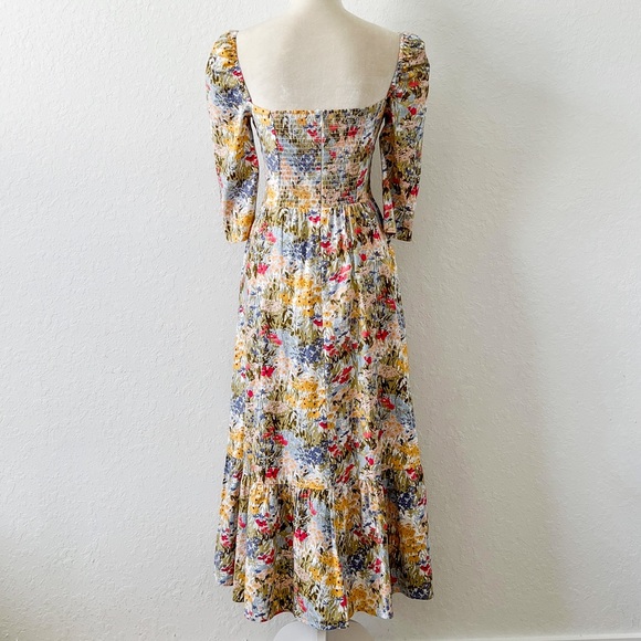 🚫Sold🚫 Reformation Dress Midi Long Sleeve Floral Cyprus Countryside NWOT - Picture 5 of 7